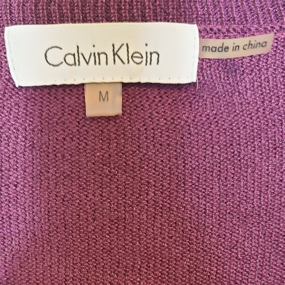 Calvin Klein Purple Glitter Crew Neck Sweater Medium Y2K Soft Knit Preowned - Picture 8 of 8